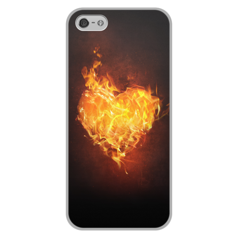 Printio Чехол для iPhone 5/5S, объёмная печать Огненное сердце