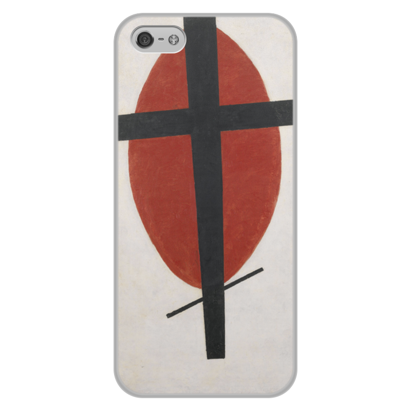 Printio Чехол для iPhone 5/5S, объёмная печать Супрематизм (черный крест на красном овале) printio чехол для iphone 5 5s объёмная печать строящийся дом казимир малевич
