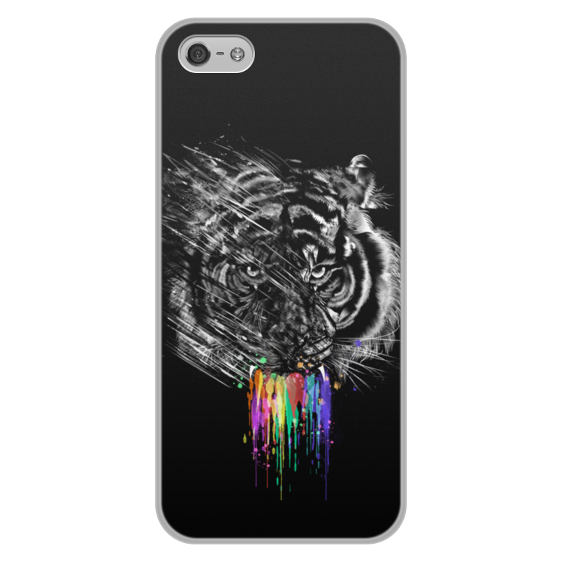 Printio Чехол для iPhone 5/5S, объёмная печать Радужный тигр