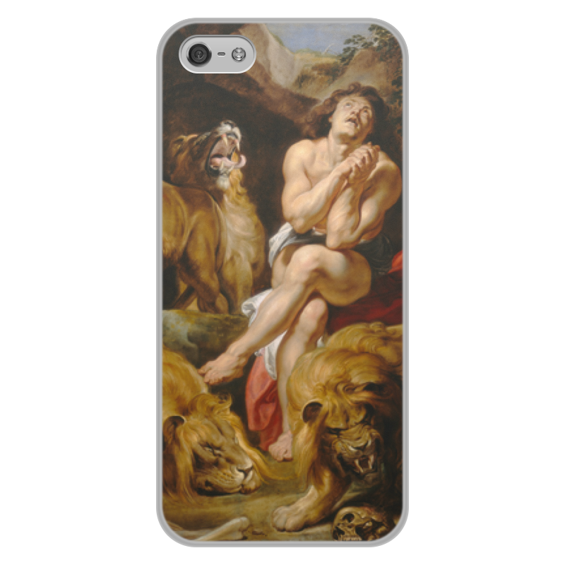 Printio Чехол для iPhone 5/5S, объёмная печать Даниил в яме со львами (картина рубенса)
