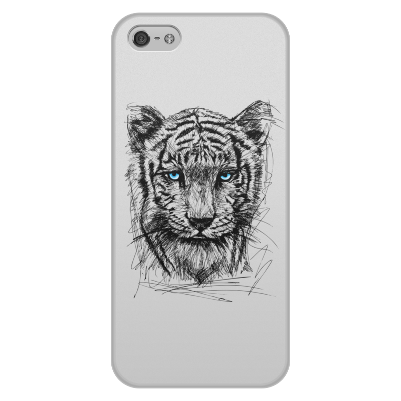 Printio Чехол для iPhone 5/5S, объёмная печать Белый тигр printio чехол для iphone 5 5s объёмная печать цветы на белом