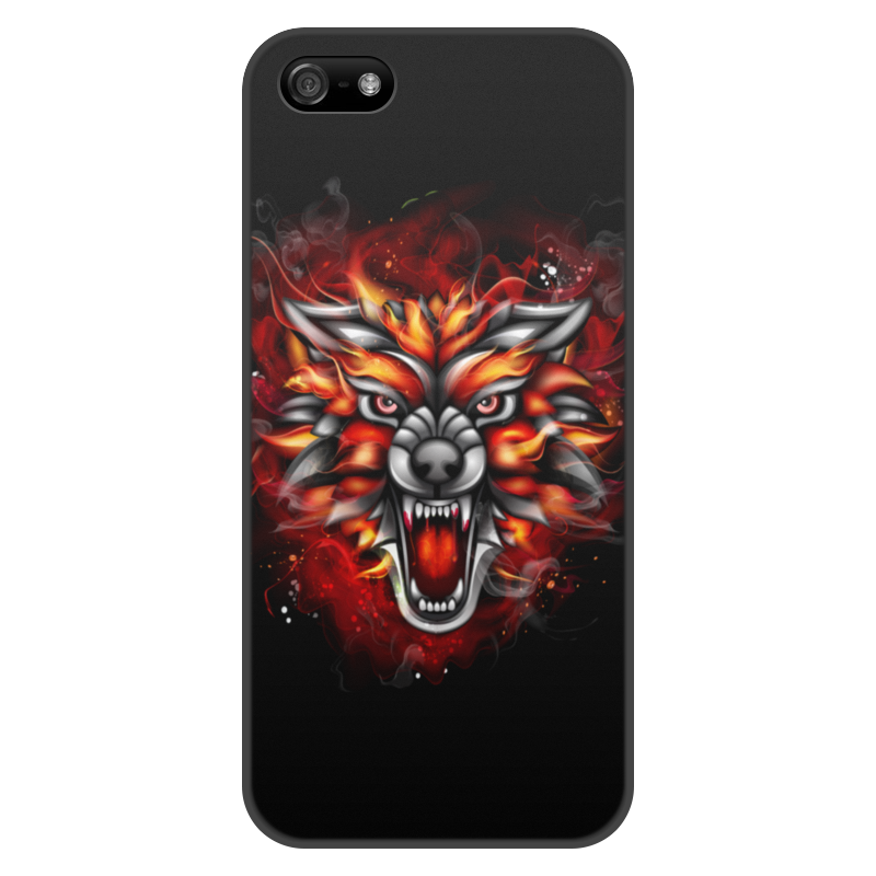 Printio Чехол для iPhone 5/5S, объёмная печать Wolf & fire printio чехол для iphone 5 5s объёмная печать fire cat