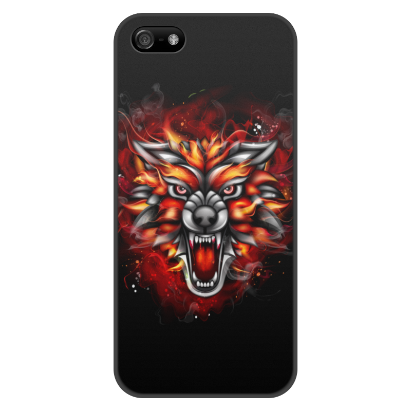 Printio Чехол для iPhone 5/5S, объёмная печать Wolf & fire