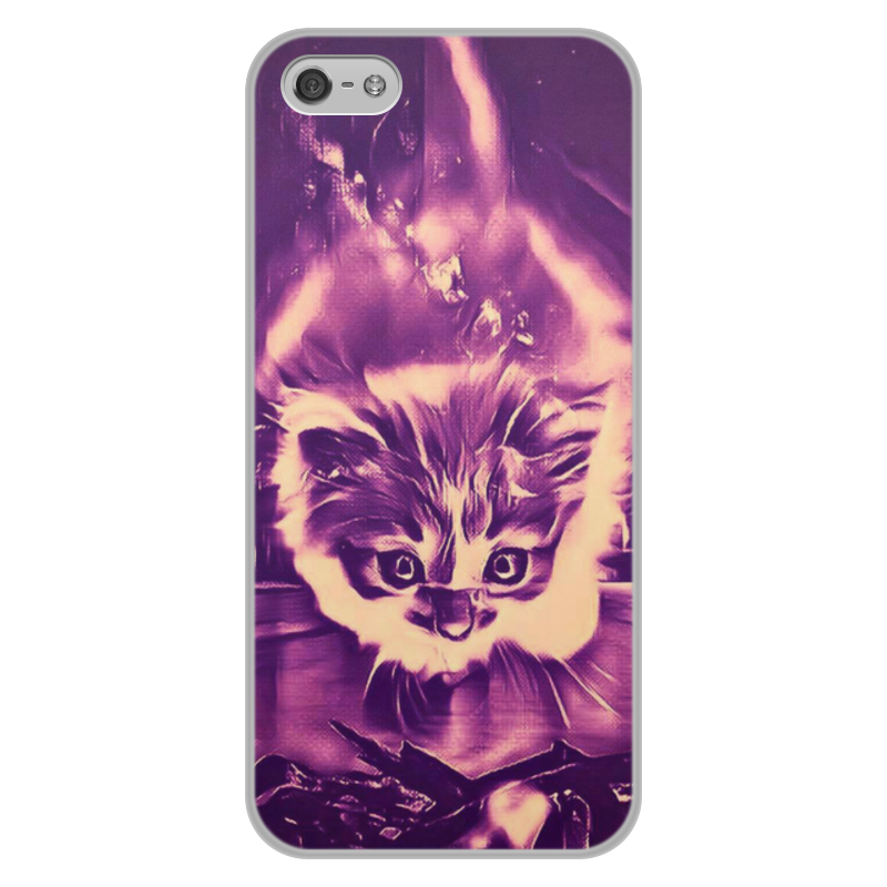 Printio Чехол для iPhone 5/5S, объёмная печать Fire cat printio чехол для iphone 5 5s объёмная печать кот и молния