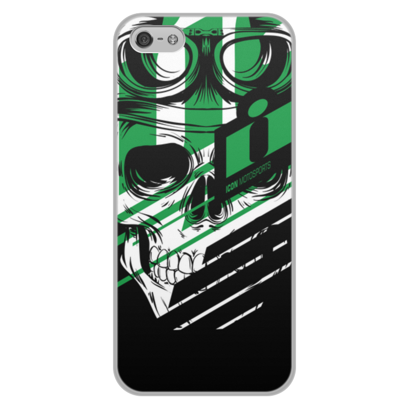 Printio Чехол для iPhone 5/5S, объёмная печать Череп icon зелёный