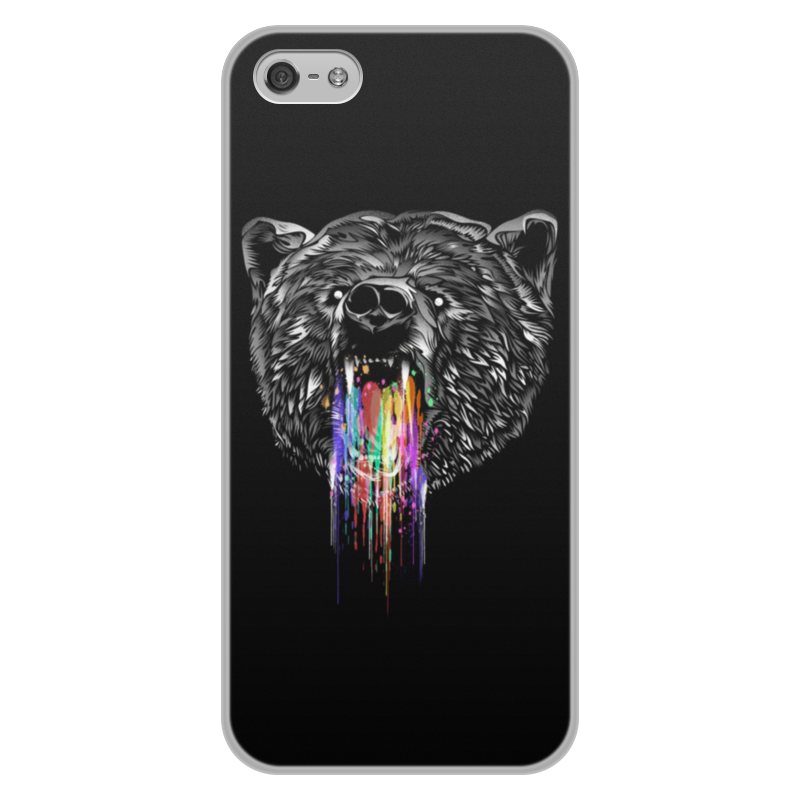 Printio Чехол для iPhone 5/5S, объёмная печать Радужный медведь