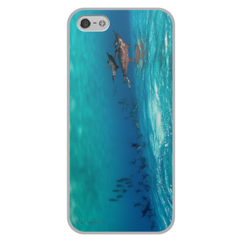 Printio Чехол для iPhone 5/5S, объёмная печать Стая дельфинов