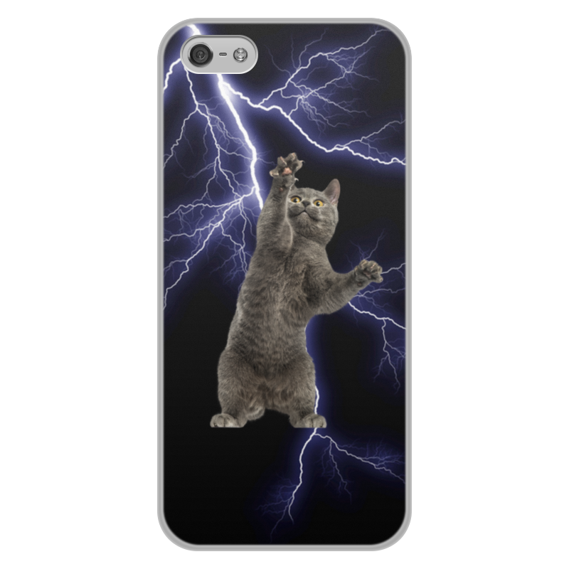 Printio Чехол для iPhone 5/5S, объёмная печать кот и молния printio чехол для iphone 5 5s объёмная печать кот и молния
