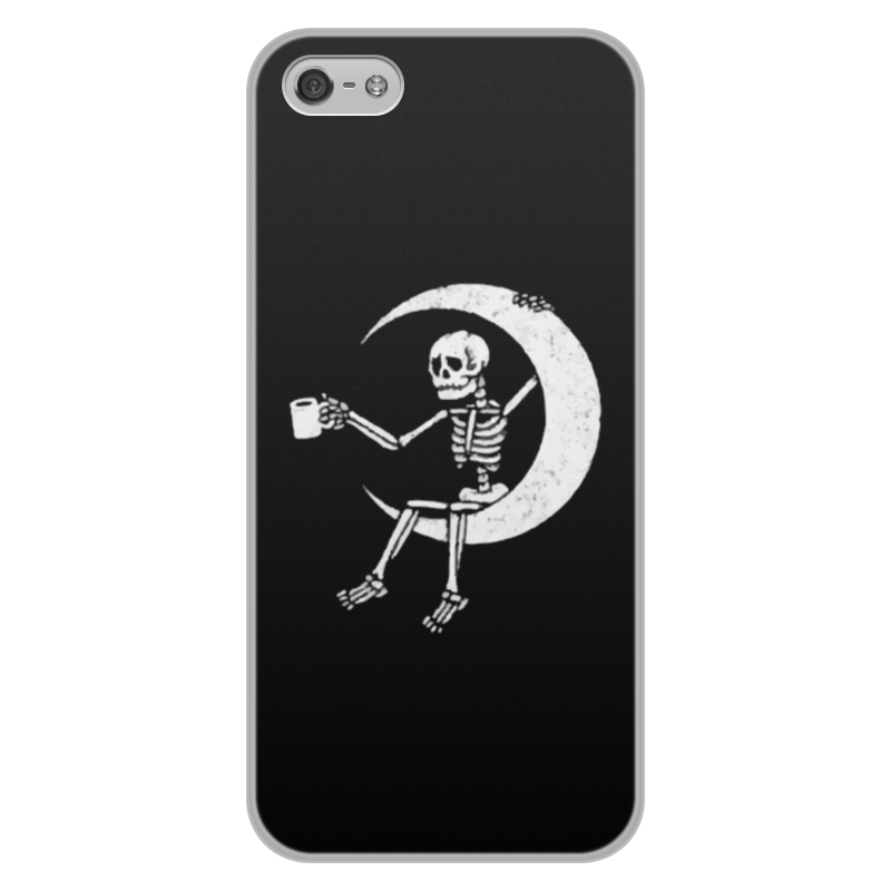 Printio Чехол для iPhone 5/5S, объёмная печать Скелет на луне