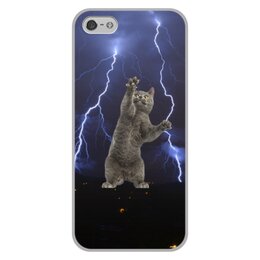 Заказать чехол для iPhone 5/5S в Москве. Чехол для iPhone 5/5S, объёмная печать  Кот и молния от THE_NISE  - готовые дизайны и нанесение принтов.