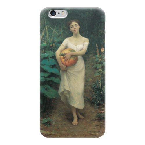 Заказать чехол для iPhone 6/6 Plus в Москве. Чехол для iPhone 6 глянцевый Young Girl with a Pumpkin от trend - готовые дизайны и нанесение принтов.