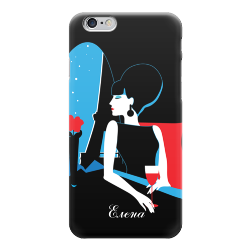Заказать чехол для iPhone 6/6 Plus в Москве. Чехол для iPhone 6 глянцевый Красивая француженка с бокалом вина и цветком (1) от eszadesign - готовые дизайны и нанесение принтов.