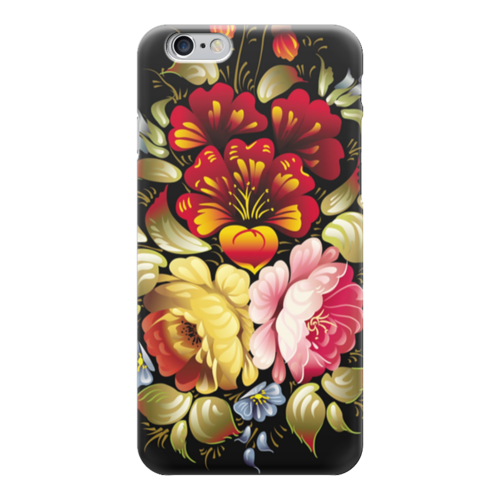 Заказать чехол для iPhone 6/6 Plus в Москве. Чехол для iPhone 6 глянцевый Хохлома цветы от DesertHawk - готовые дизайны и нанесение принтов.