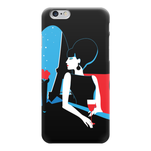 Заказать чехол для iPhone 6/6 Plus в Москве. Чехол для iPhone 6 глянцевый Красивая француженка с бокалом вина и цветком от eszadesign - готовые дизайны и нанесение принтов.
