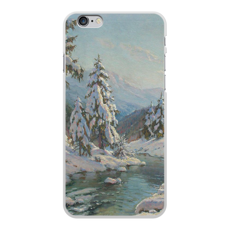 Printio Чехол для iPhone 6 Plus, объёмная печать Зимний пейзаж с елями (картина вещилова)