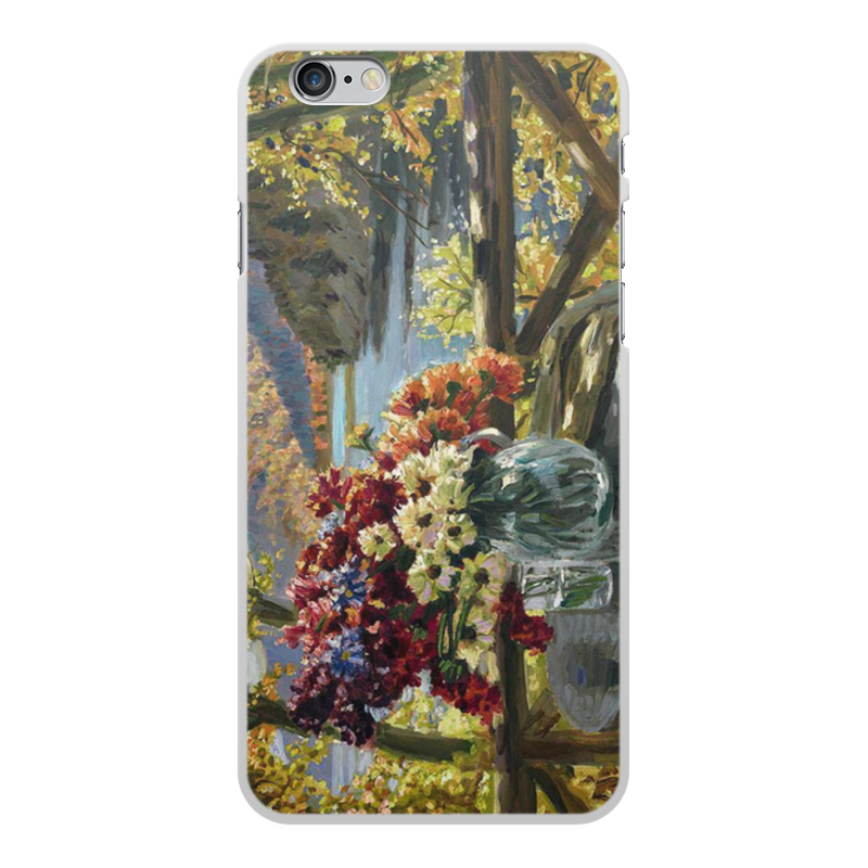 Printio Чехол для iPhone 6 Plus, объёмная печать Цветы на фоне озера (картина вещилова)