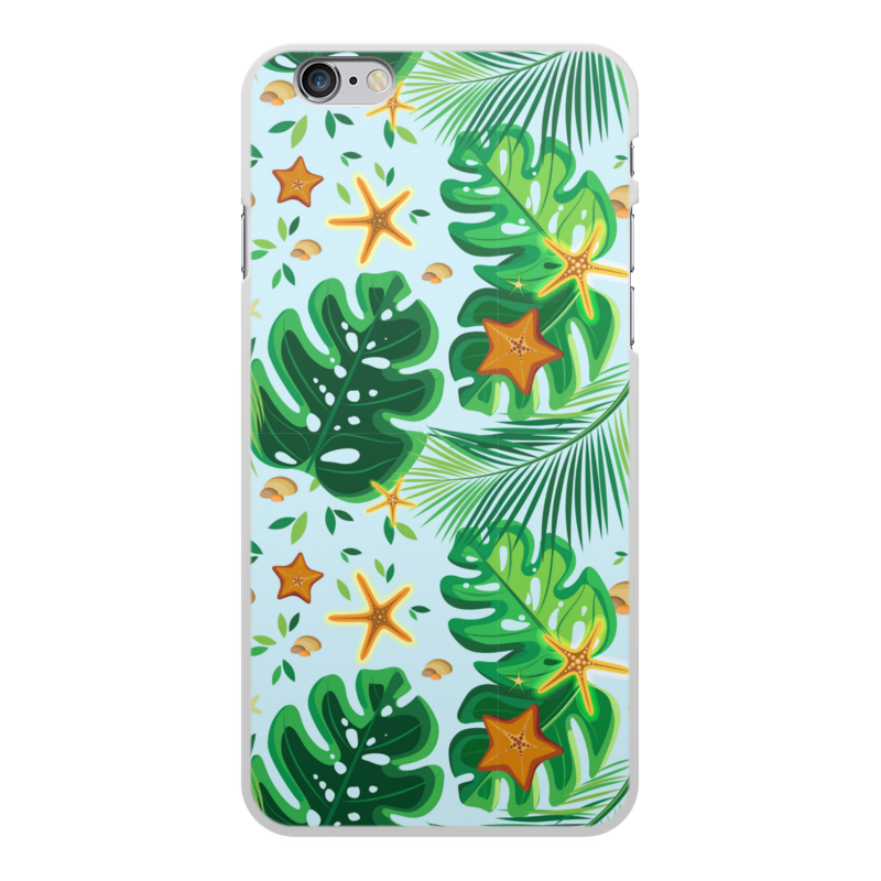 Printio Чехол для iPhone 6 Plus, объёмная печать Тропические листья и морские звезды силиконовый чехол на realme 6 pro синие листья для реалми 6 про
