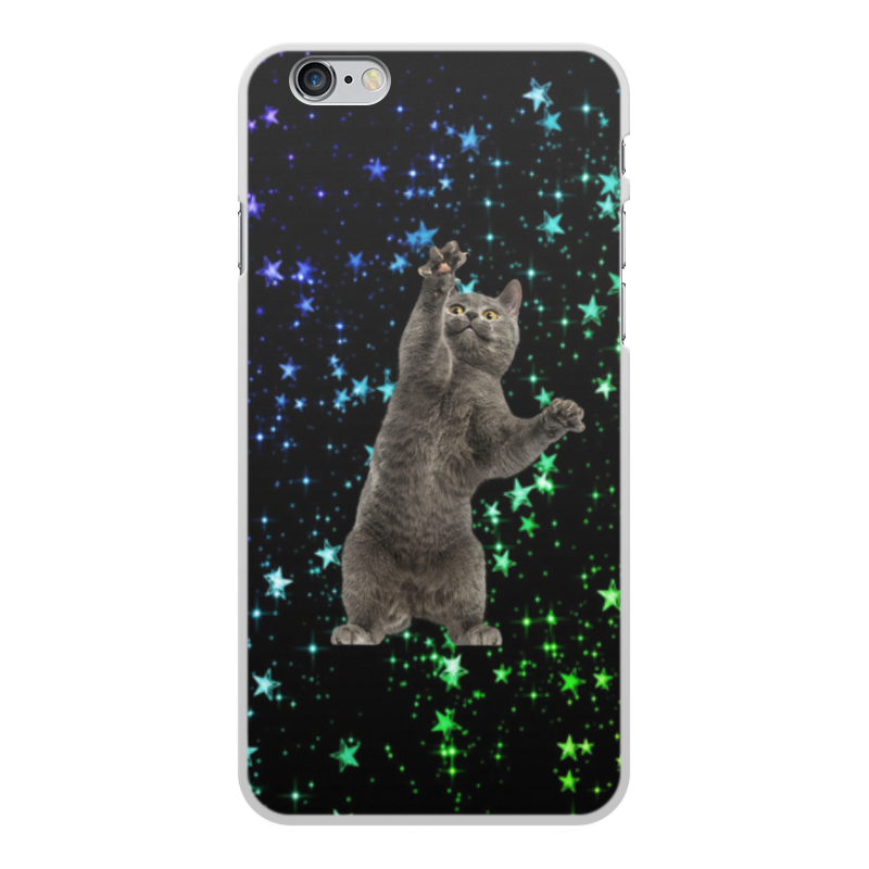 Printio Чехол для iPhone 6 Plus, объёмная печать кот и звезды