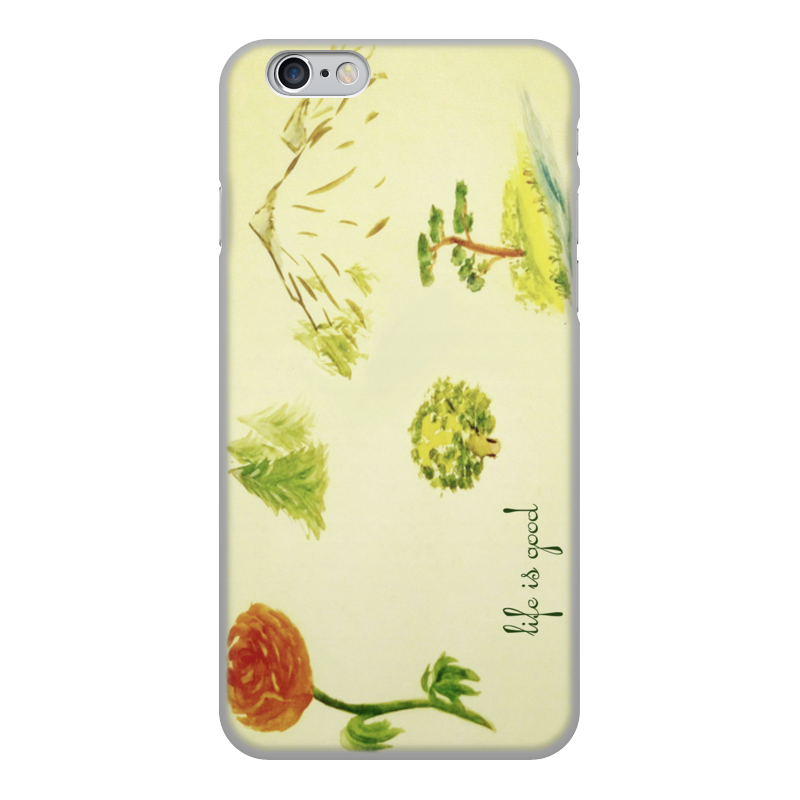 Printio Чехол для iPhone 6, объёмная печать Горы, сосны и цветы