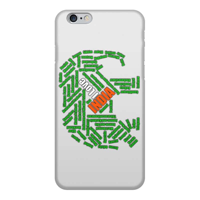 Printio Чехол для iPhone 6, объёмная печать Зелено-бело-оранжевый слон: я люблю индию printio чехол для iphone 6 объёмная печать i love u