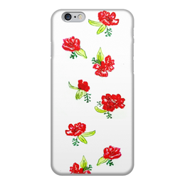 Заказать чехол для iPhone 6/6 Plus в Москве. Чехол для iPhone 6, объёмная печать Чехол Красные цветы от mrs-snit@yandex.ru - готовые дизайны и нанесение принтов.
