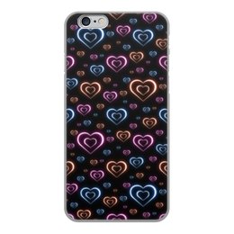 Заказать чехол для iPhone 6/6 Plus в Москве. Чехол для iPhone 6, объёмная печать Неоновые сердца, с выбором цвета фона. от bd-art  - готовые дизайны и нанесение принтов.