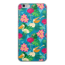 Заказать чехол для iPhone 6/6 Plus в Москве. Чехол для iPhone 6, объёмная печать Фламинго и пеликаны в геометрических тропиках от IrinkaArt  - готовые дизайны и нанесение принтов.
