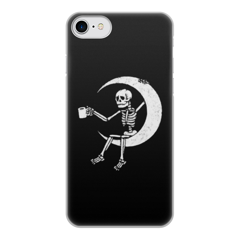 Printio Чехол для iPhone 7, объёмная печать Скелет на луне