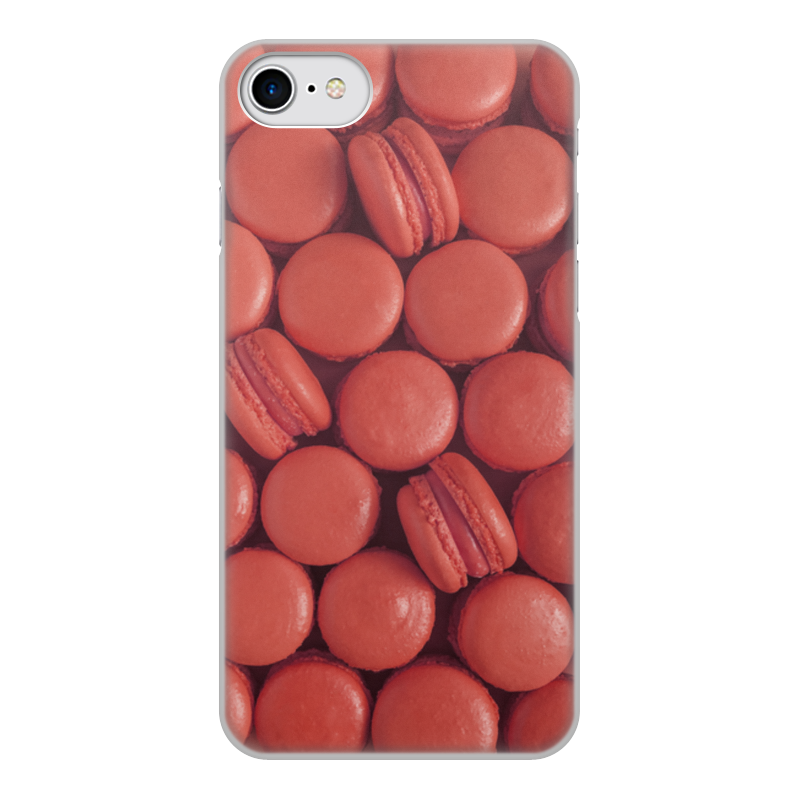 Printio Чехол для iPhone 7, объёмная печать Пирожные макаронс красные
