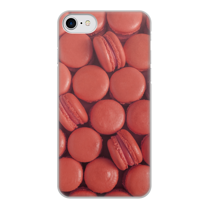 Printio Чехол для iPhone 7, объёмная печать Пирожные макаронс красные