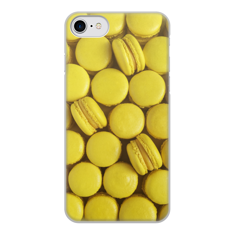 Printio Чехол для iPhone 7, объёмная печать Пирожное макаронс желтый