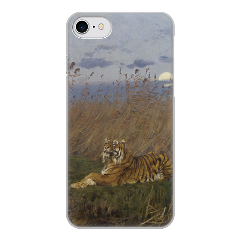цена Printio Чехол для iPhone 7, объёмная печать Тигр среди камышей в лунном свете (вастаж геза)