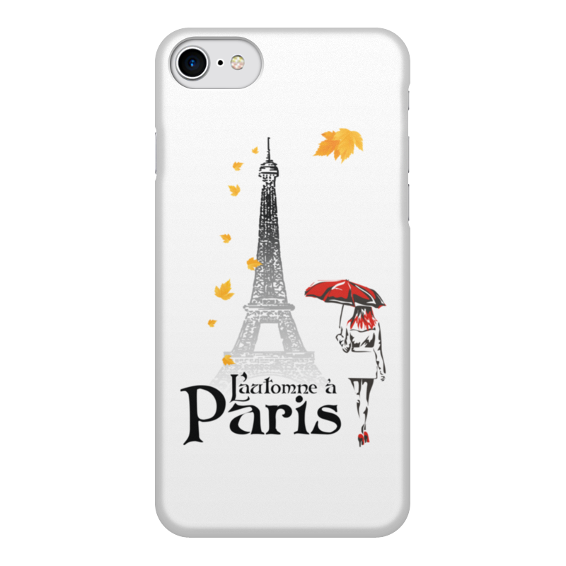 Printio Чехол для iPhone 7, объёмная печать Осень в париже. силиконовый чехол на vivo v15 виво в15 с принтом кот с желтым зонтом