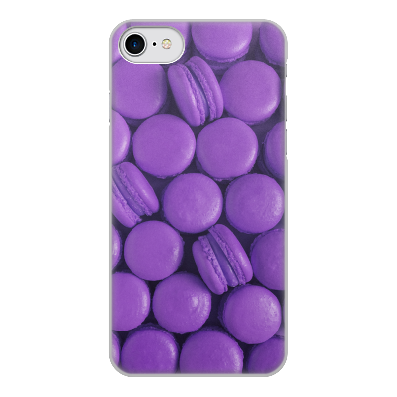 Printio Чехол для iPhone 7, объёмная печать Пирожные макаронс фиолетовые