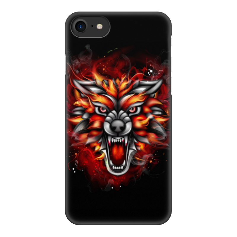Printio Чехол для iPhone 7, объёмная печать Wolf & fire