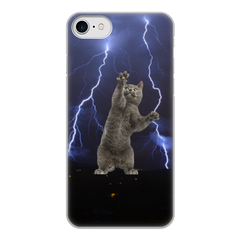 Printio Чехол для iPhone 7, объёмная печать кот и молния