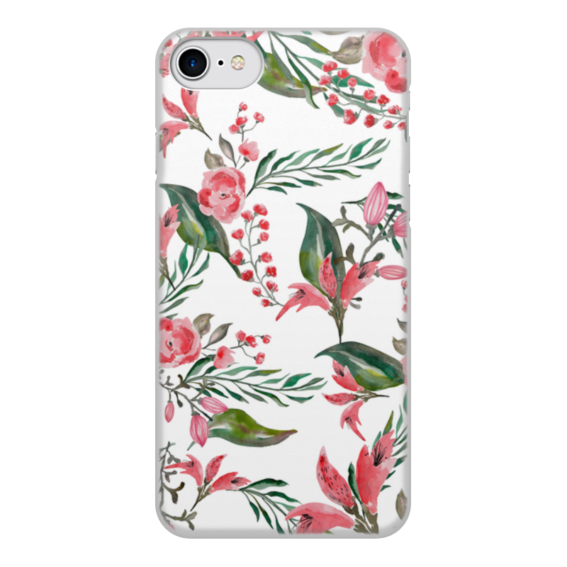 Printio Чехол для iPhone 7, объёмная печать Цветы на белом ультратонкий силиконовый чехол накладка для zte blade a5 2019 с принтом винтажный цветочный паттерн