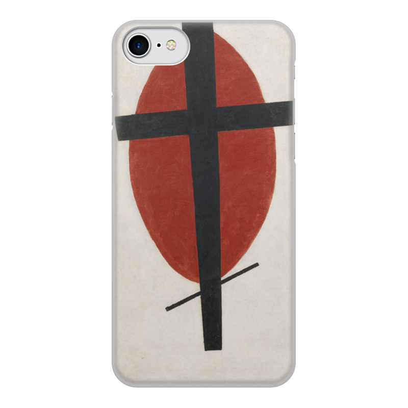Printio Чехол для iPhone 7, объёмная печать Супрематизм (черный крест на красном овале)