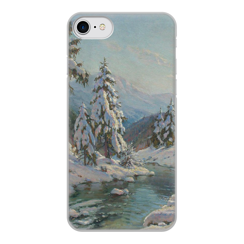 Printio Чехол для iPhone 7, объёмная печать Зимний пейзаж с елями (картина вещилова) printio чехол для iphone 8 plus объёмная печать цветы на фоне озера картина вещилова