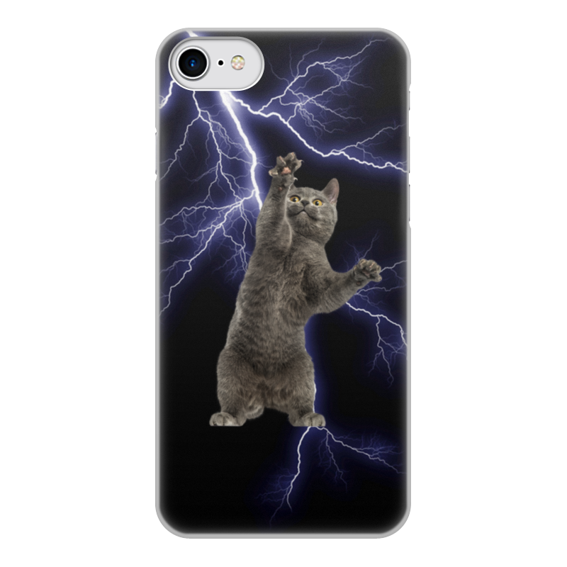 Printio Чехол для iPhone 7, объёмная печать кот и молния