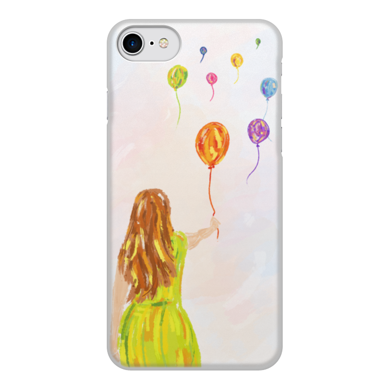 Printio Чехол для iPhone 7, объёмная печать Девушка с воздушными шарами