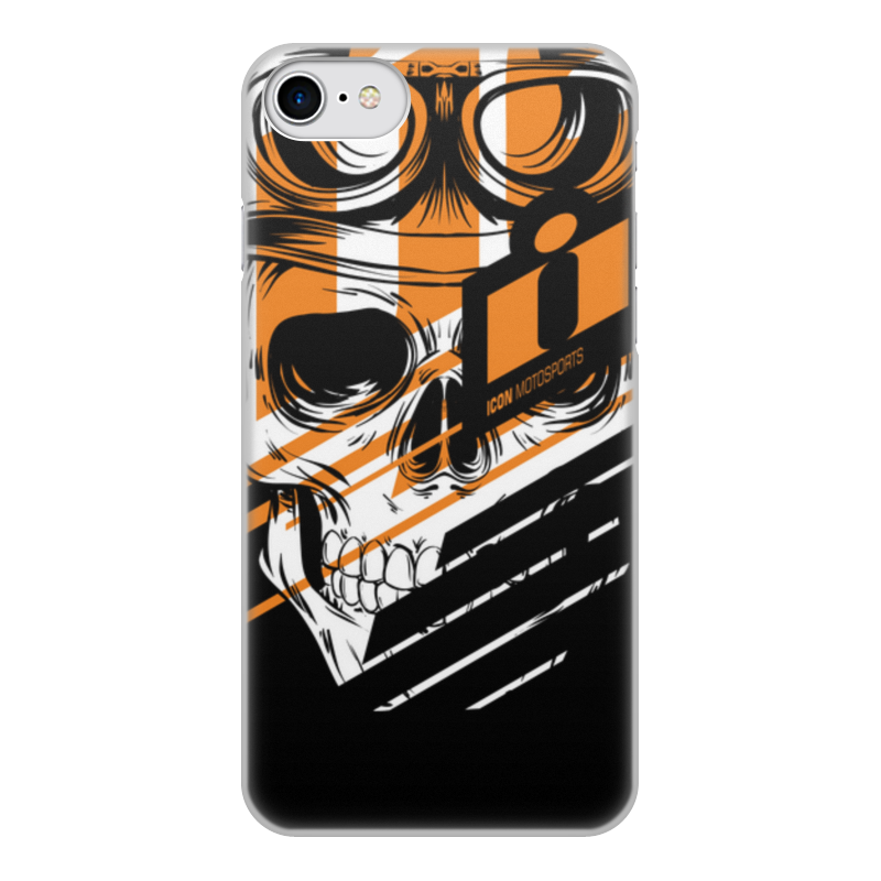 Printio Чехол для iPhone 7, объёмная печать Череп icon оранжевый
