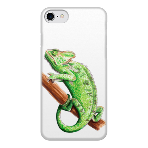 Заказать чехол для iPhone 7/7 Plus в Москве. Чехол для iPhone 7, объёмная печать Зеленый хамелеон на ветке от tigerda  - готовые дизайны и нанесение принтов.