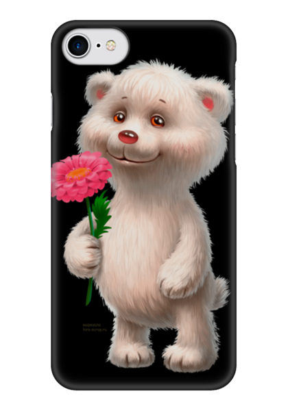 Заказать чехол для iPhone 7/7 Plus в Москве. Чехол для iPhone 7 глянцевый Мишка с цветком 2 от miririna8@mail.ru - готовые дизайны и нанесение принтов.