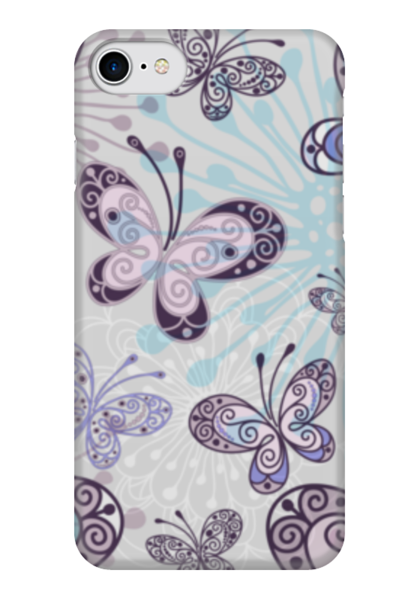 Заказать чехол для iPhone 7/7 Plus в Москве. Чехол для iPhone 7 глянцевый Фиолетовые бабочки от weeert - готовые дизайны и нанесение принтов.