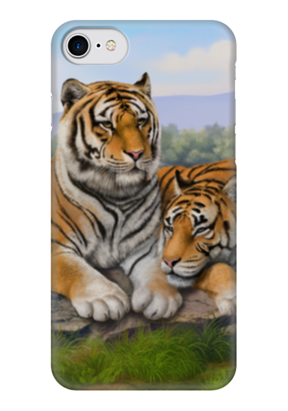 Заказать чехол для iPhone 7/7 Plus в Москве. Чехол для iPhone 7 глянцевый Тигры от Елена Гришина - готовые дизайны и нанесение принтов.