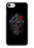 Заказать чехол для iPhone 7/7 Plus в Москве. Чехол для iPhone 7 глянцевый Крест с красной розой от DEPALL - готовые дизайны и нанесение принтов.