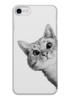 Заказать чехол для iPhone 7/7 Plus в Москве. Чехол для iPhone 7 глянцевый Любопытный кот от mug-shop - готовые дизайны и нанесение принтов.