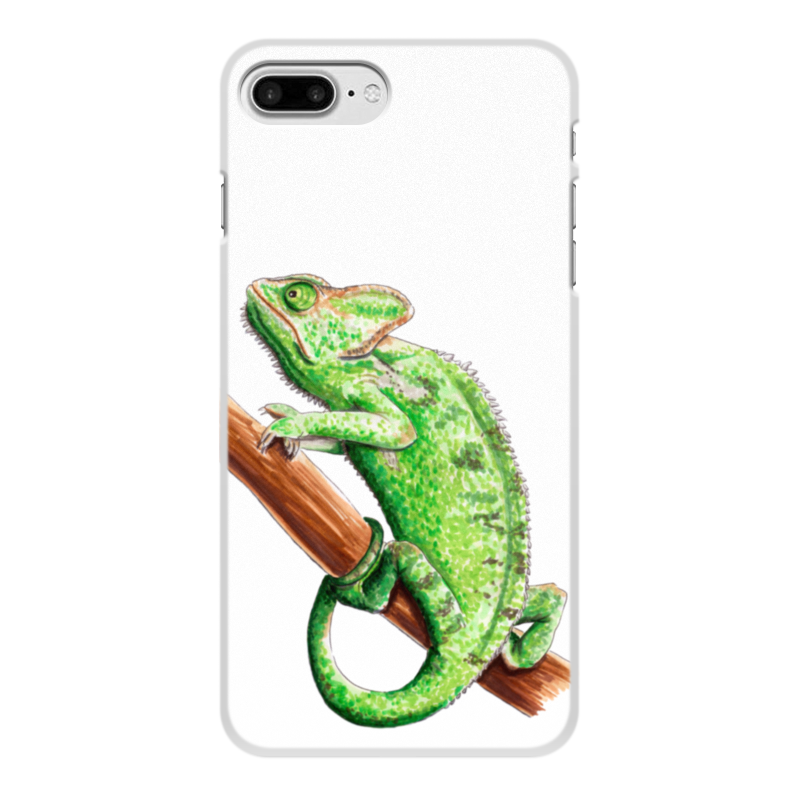 Printio Чехол для iPhone 7 Plus, объёмная печать Зеленый хамелеон на ветке printio чехол для iphone 7 plus объёмная печать хамелеон
