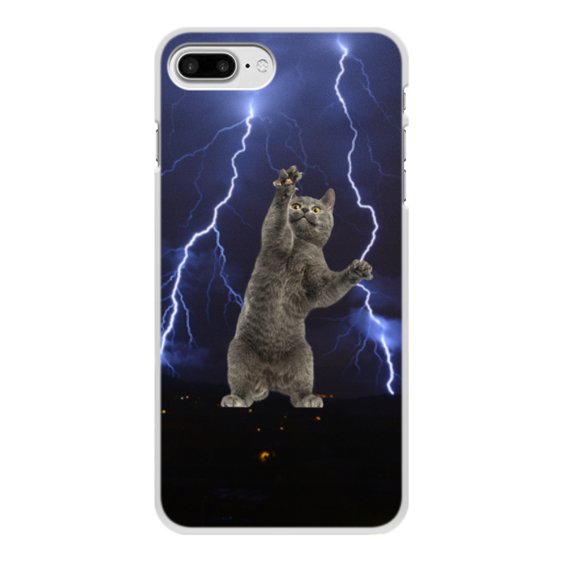 Printio Чехол для iPhone 7 Plus, объёмная печать кот и молния